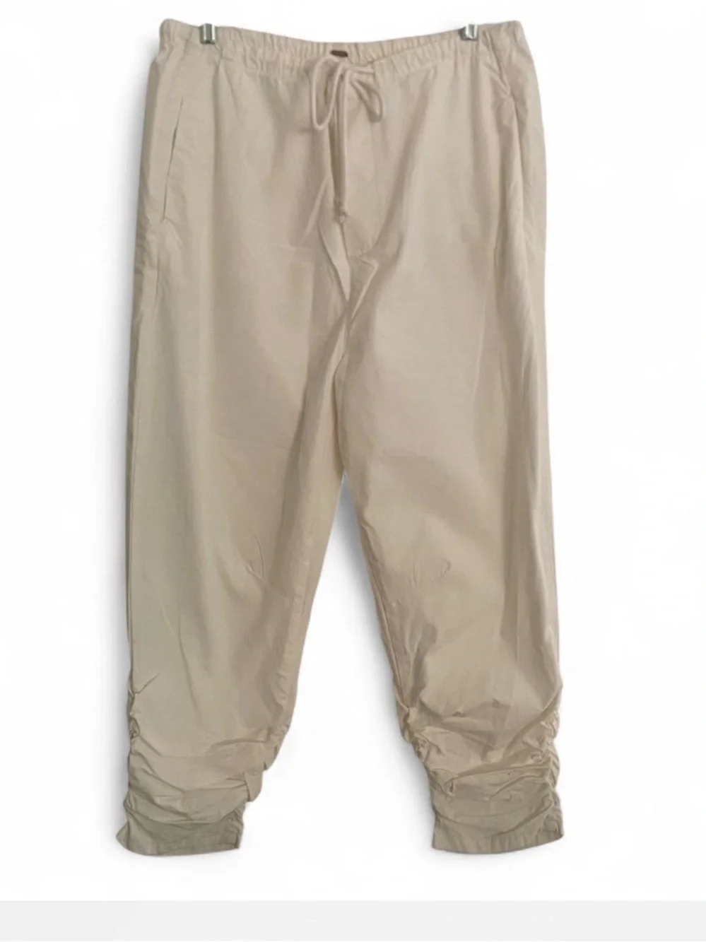 FREE PEOPLE CREAM SOFT SHIRRED DRAWSTRING WAIST 100% COTTON PANTS SIZE SMALL